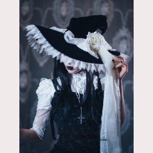 Night Rose Gothic Lolita Witch Hat (RT05)